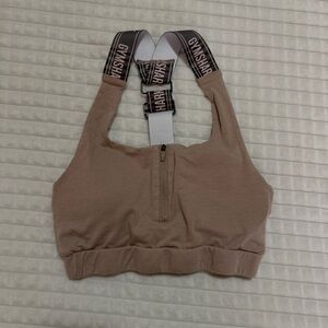 Gymshark Beige Sports Bra with Branded Straps